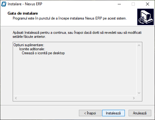 Instalare aplicaţie Nexus ERP